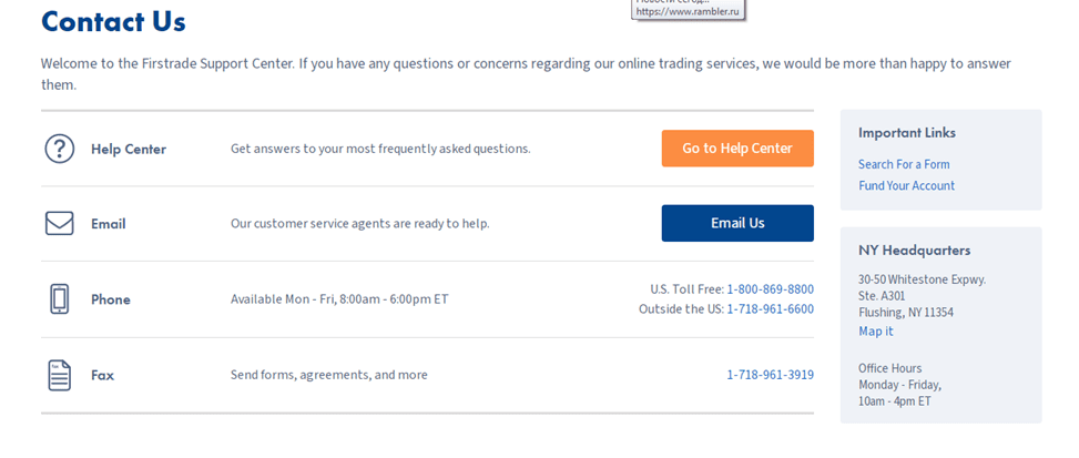 Контактные данные Firstrade