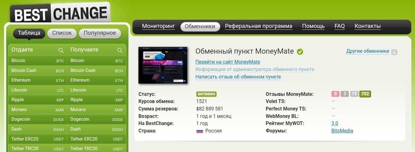 MoneyMate обмен валют