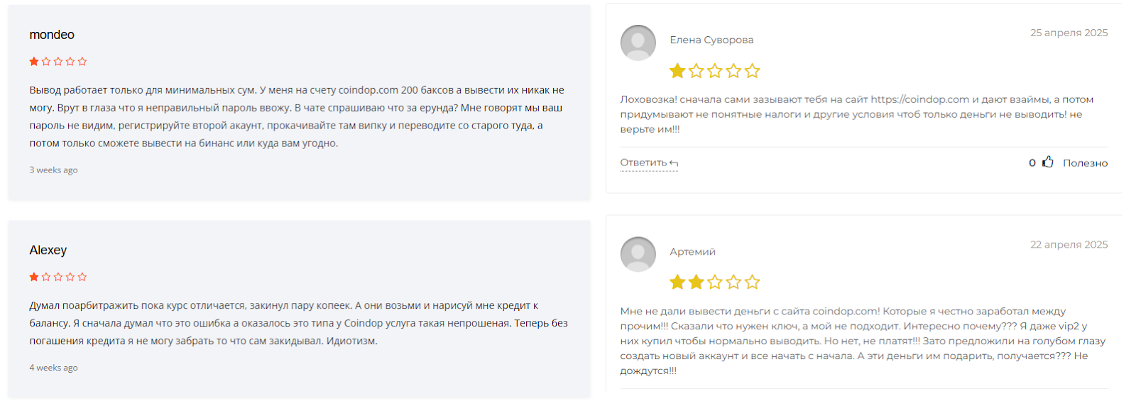 coindop отзывы