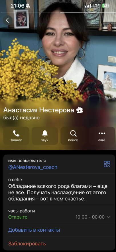 Чат бот Анастасии