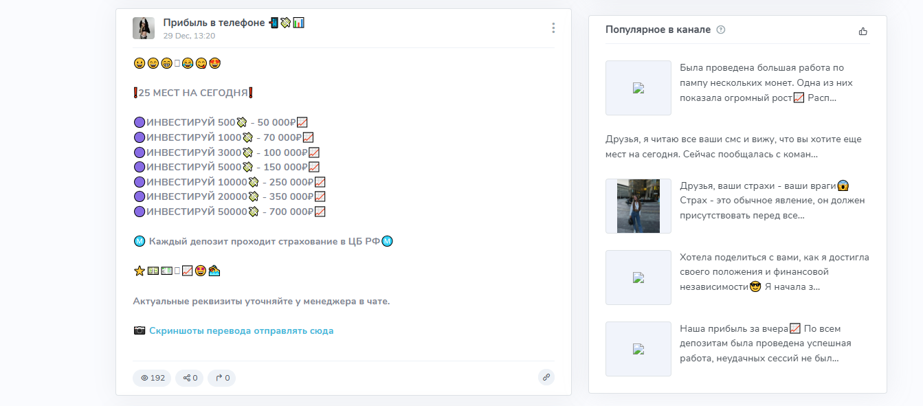 Прибыль в телефоне