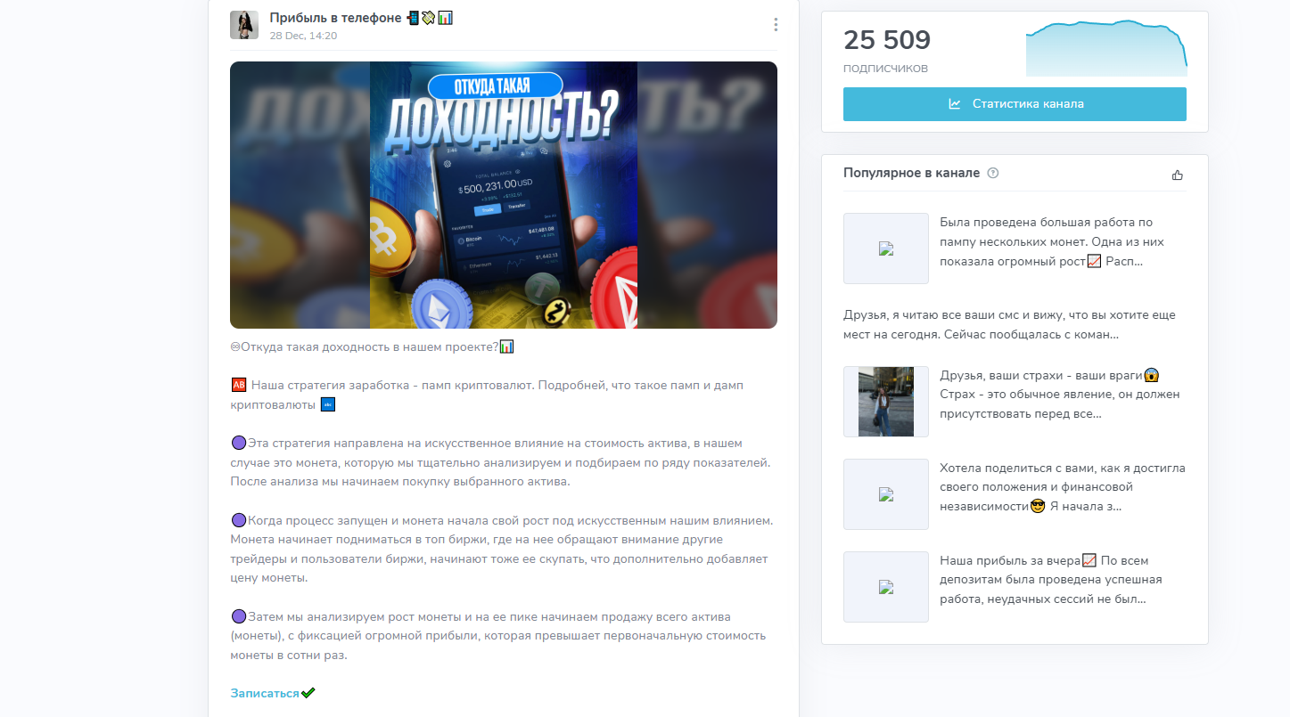 Прибыль в телефоне