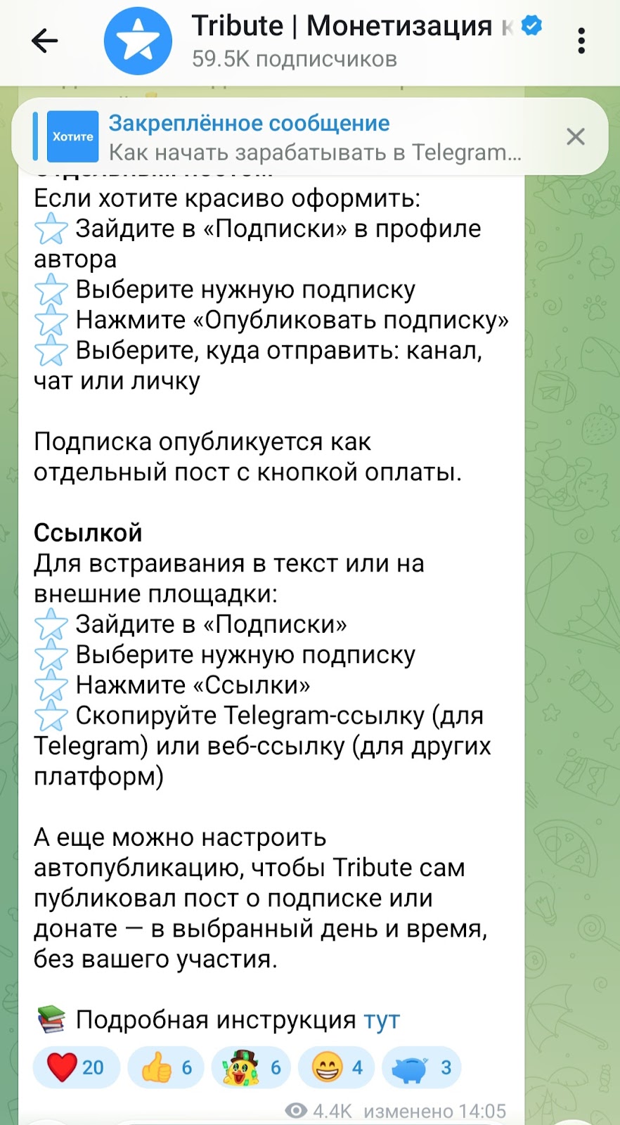 tribute телеграм