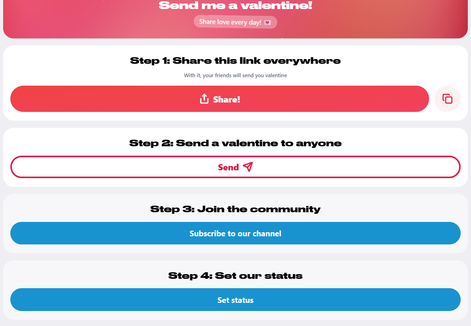 коробка валентинок тг бот