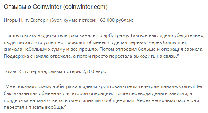 Coinwinter обменник