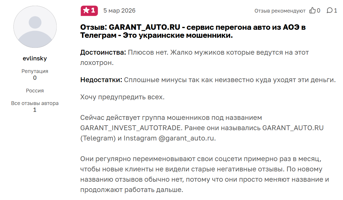 гарант инвест автотрейд