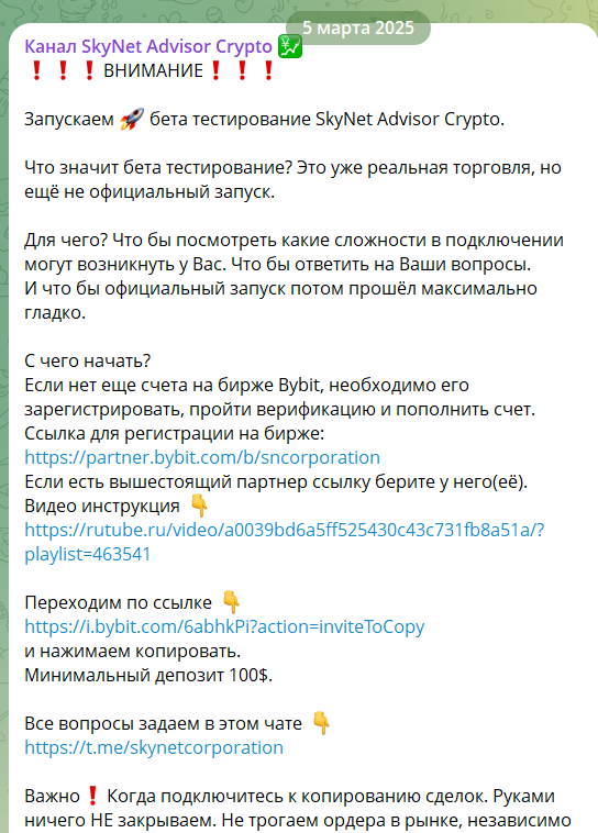 бот skynet отзывы