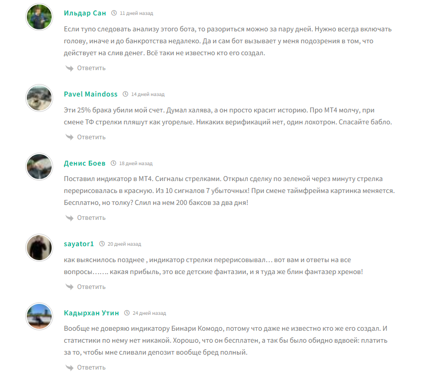 бинари комодо