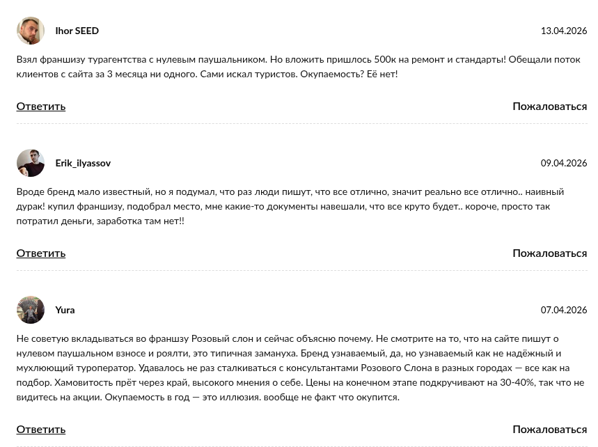розовый слон франшиза
