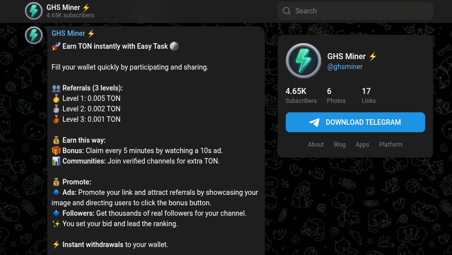 ghs miner telegram bot отзывы