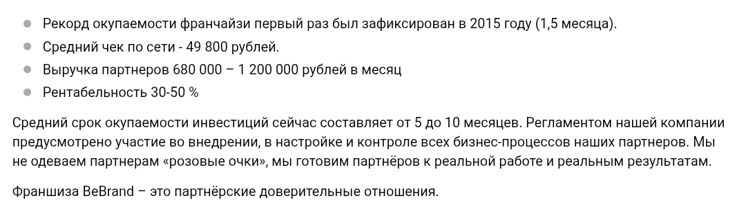 Франшиза Бибренд отзывы