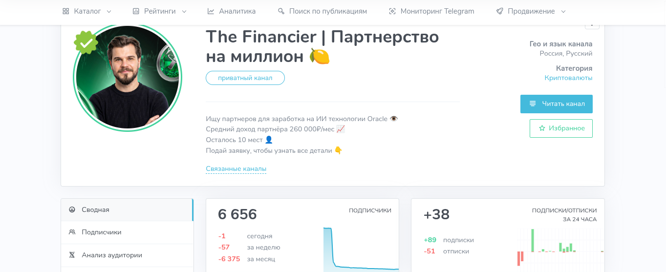 the financier telegram канал