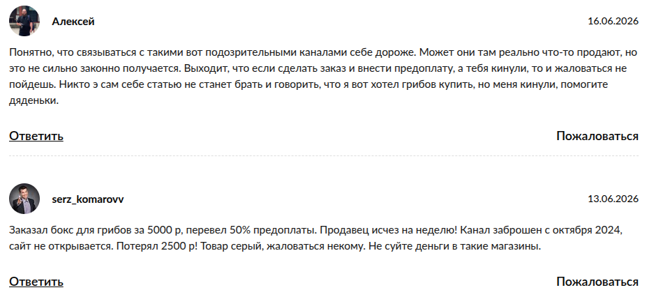 грибная культура телеграмм отзывы