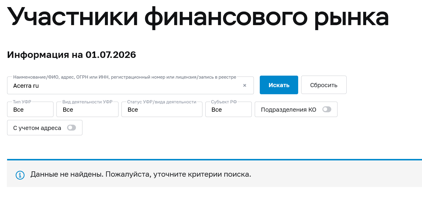 acerra отзывы биржа