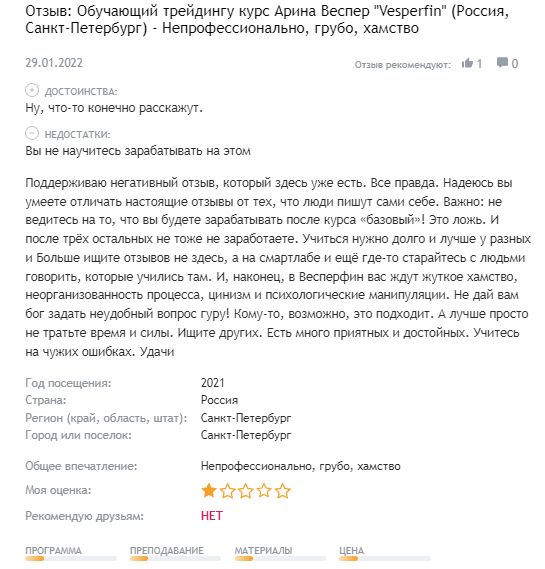 Vesperfin курс
