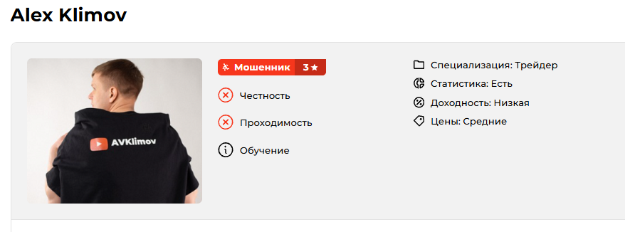 alex klimov трейдинг